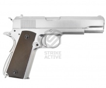 Пистолет пневм WE-E006A 1911A1 gen2  металл, коричневые накладки Silver (WE)