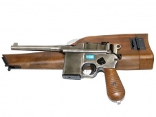 Пистолет пневм WE-712-SV Mauser 712 короткий маг, кобура приклад ( пластик под дерево) Silver (WE)